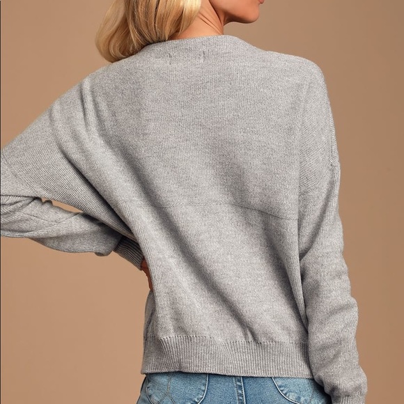 Lulu’s Grey Mock Neck Knit Sweater - Picture 6 of 7
